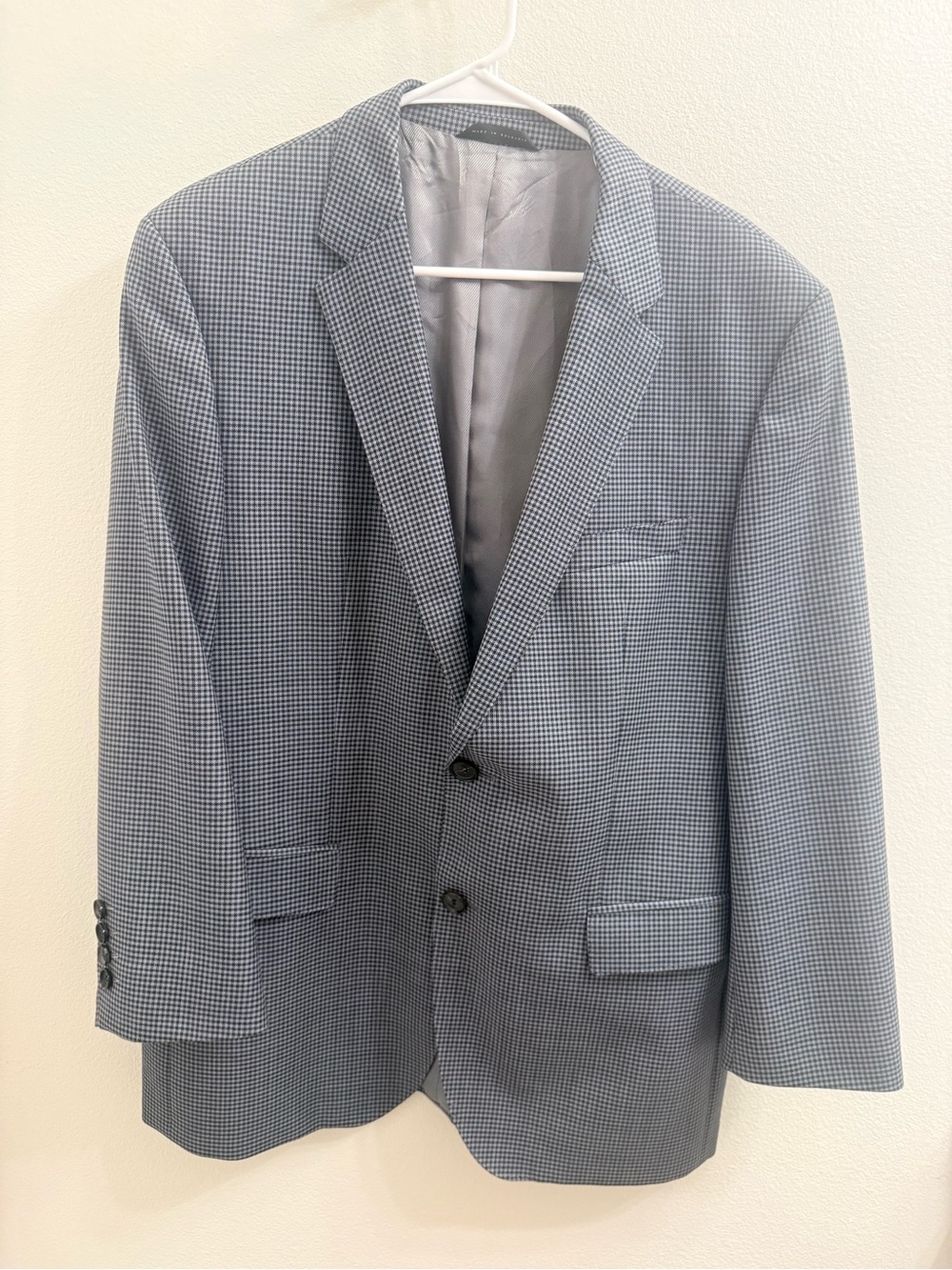 Hugo Boss Navy and Light Blue Micro-Check Sport Coat